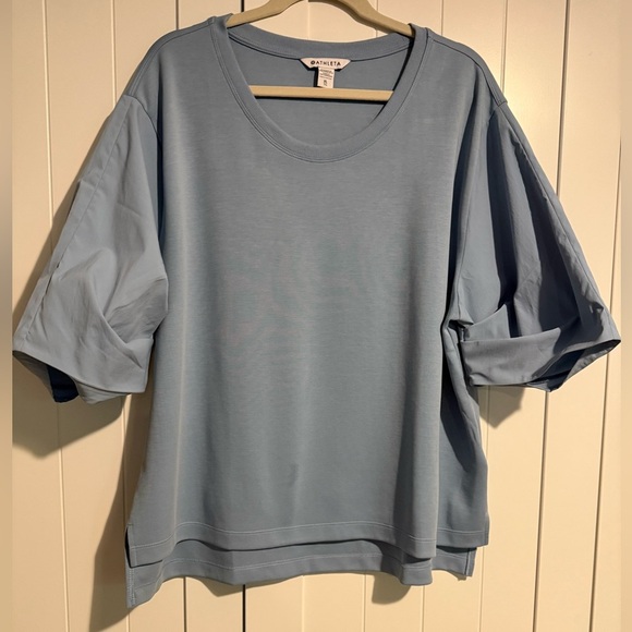 ATHLETA HERON BLUE HARLOW HYBRID TEE-LIGHTWEIGHT-COTTON/POLY BLEND XL NWOT - Picture 1 of 5